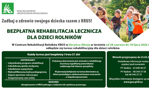 Turnusy rehabilitacyjne dla dzieci rolników