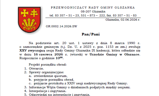 Zawiadomienie o sesji zwyczajnej