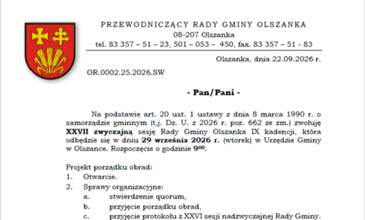 Zawiadomienie o sesji zwyczajnej