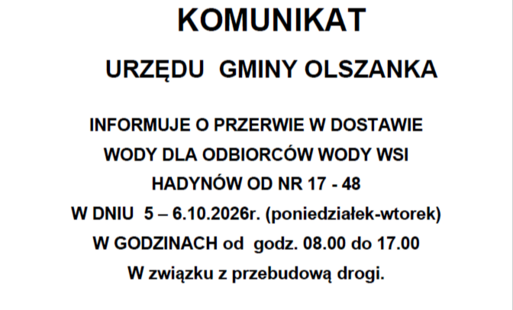 Komunikat - przerwa w dostawie wody