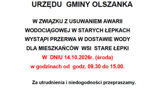 Komunikat - przerwa w dostawie wody